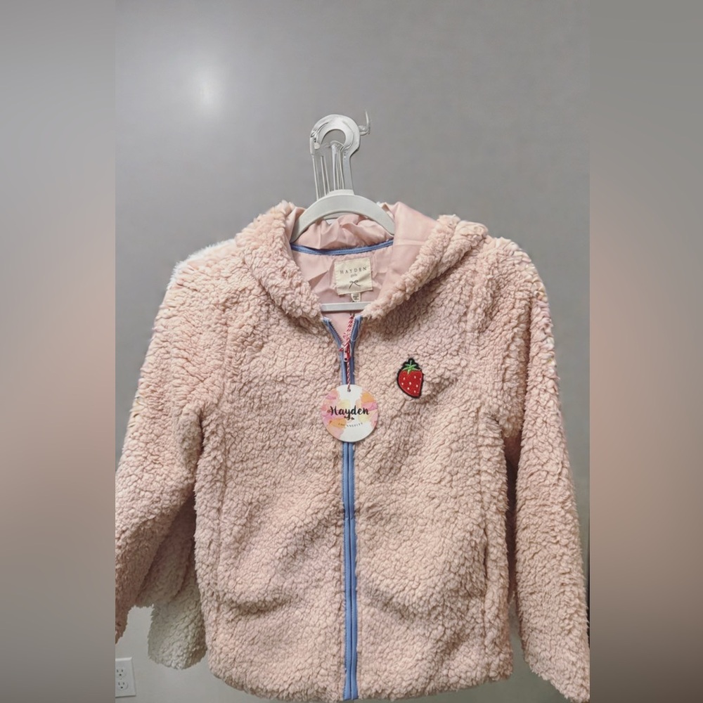 Hayden Girls Blush pink Fleece Jacket with Red Zipper